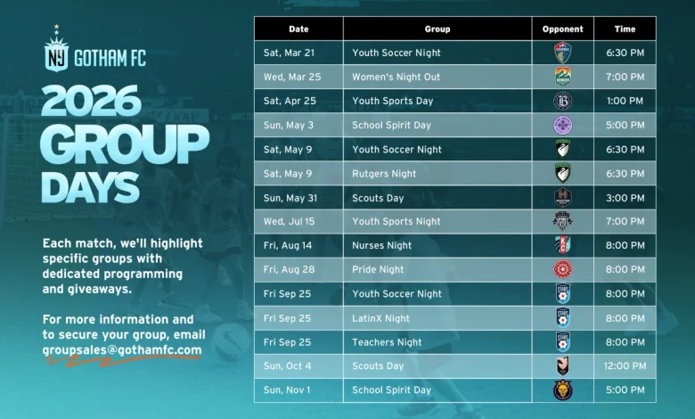 Gotham FC Announces Group Nights for 2026 NWSL Regular Season