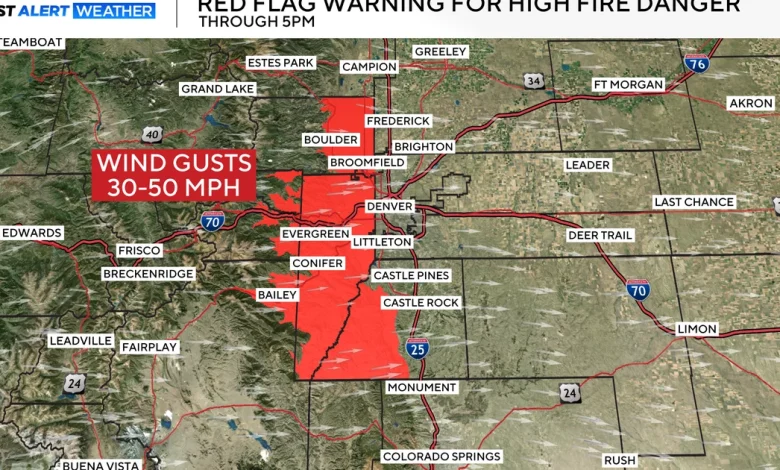 High fire danger across Colorado's foothills on Tuesday
