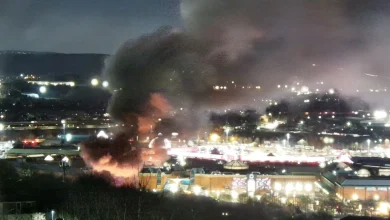Huge fire breaks out close to Meadowhall shopping centre | ITV News