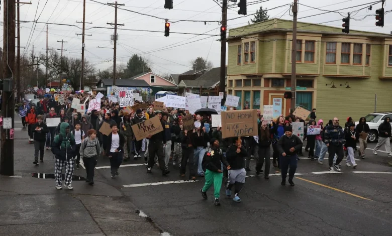 Hundreds of students walk out of class across Portland to protest ICE