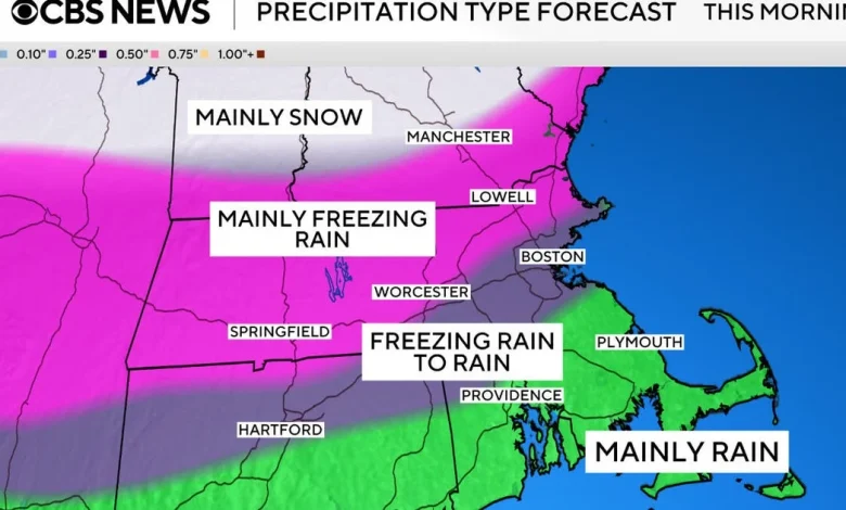 Ice and freezing rain could cause major problems on Massachusetts roads Wednesday