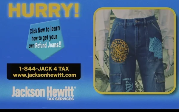 Jackson Hewitt Offers 'Refund Jeans' With Oversized Pockets For Tax Return Money 01/19/2026