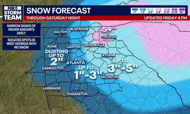 LIVE UPDATES: Snow falling in North Georgia