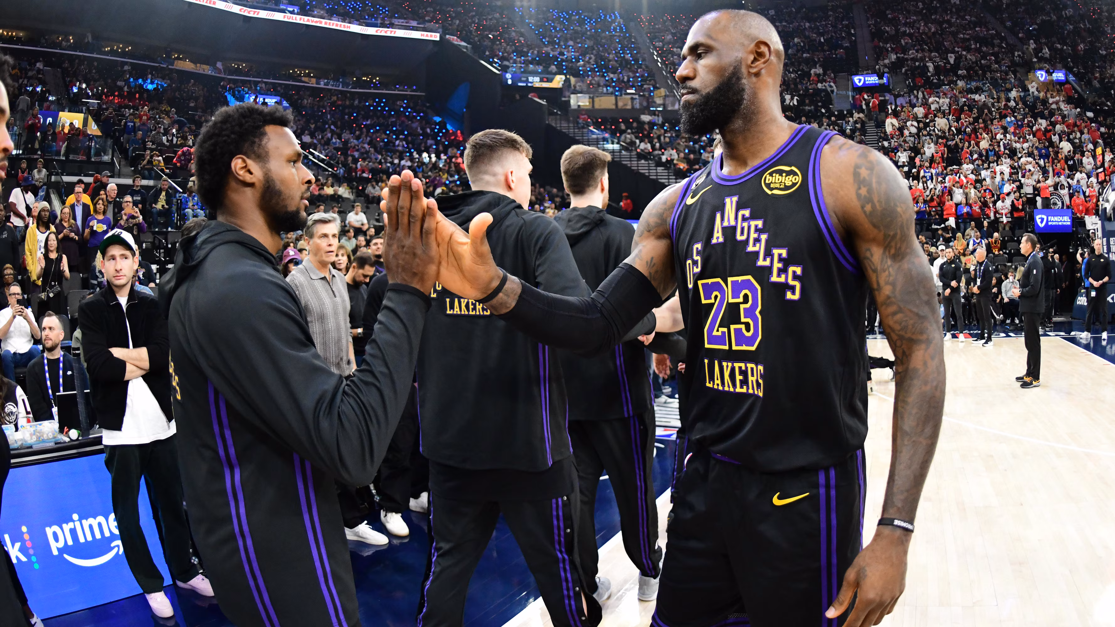 Lakers' LeBron, Bronny James Welcomed Back to Cleveland by Cavaliers With Photos