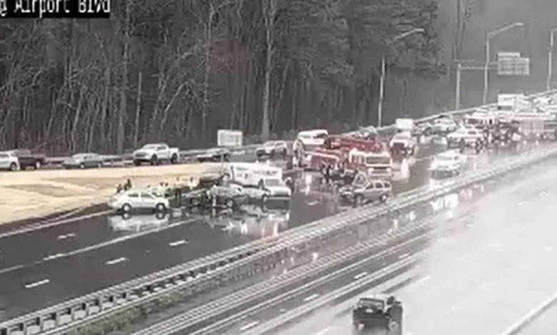 Lanes of I-40 West reopened near the Airport Boulevard exit after a crash