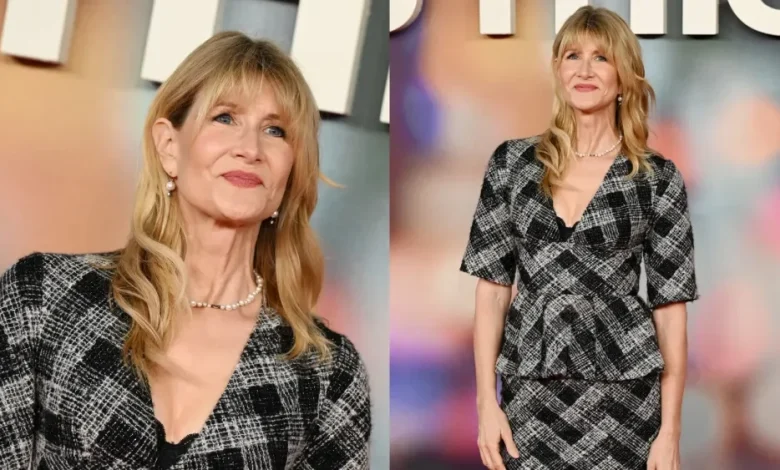 Laura Dern Nods to the Art Deco Movement in Elie Saab at the ‘Is This Thing On?’ London Screening
