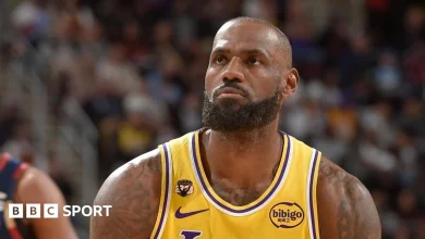 LeBron James wipes away tears during LA Lakers defeat at Cleveland Cavaliers