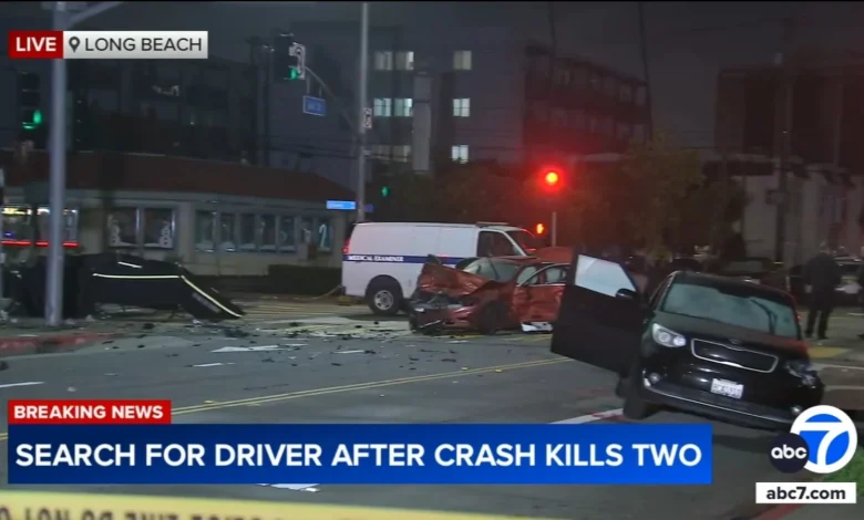 Long Beach hit-and-run crash leaves 2 dead, search underway for driver