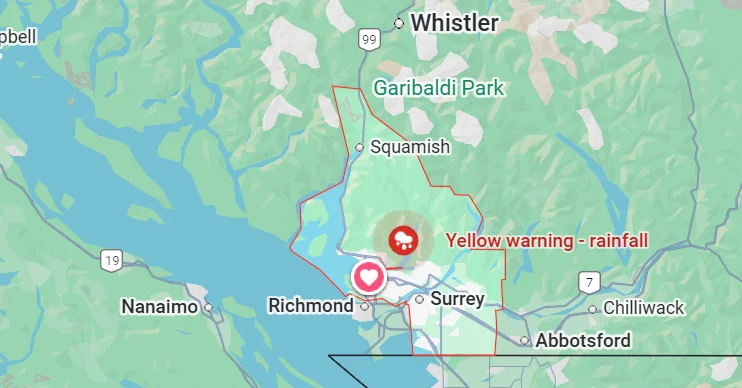 Lower Mainland under rainfall warning; flood watch in parts of south coast
