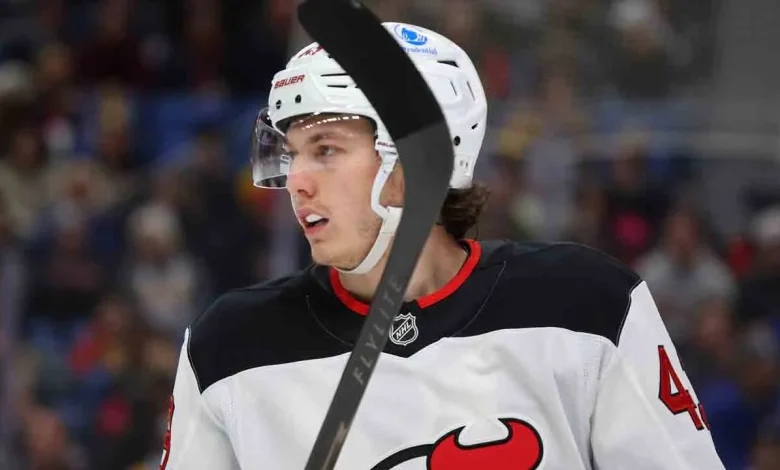 Luke Hughes out for rest of Devils' road trip after suffering injury vs. Flames