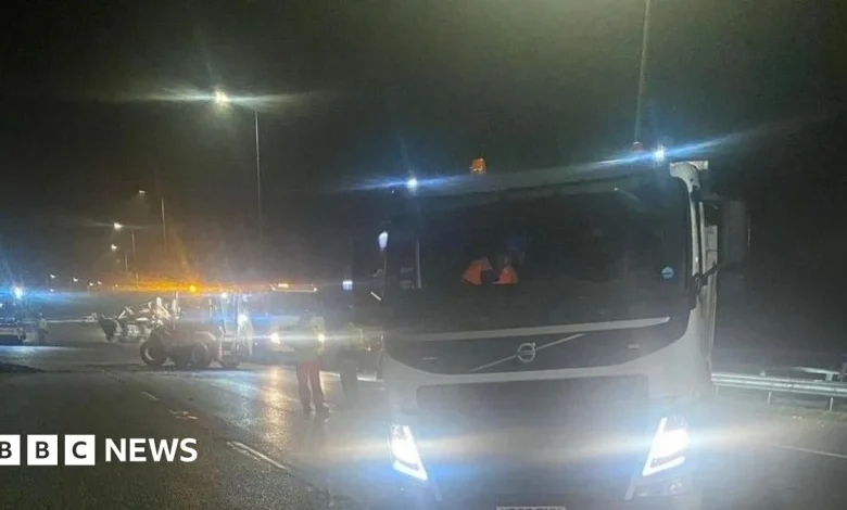 M62 delays after roadworks machinery breakdown at Ainley Top near Huddersfield
