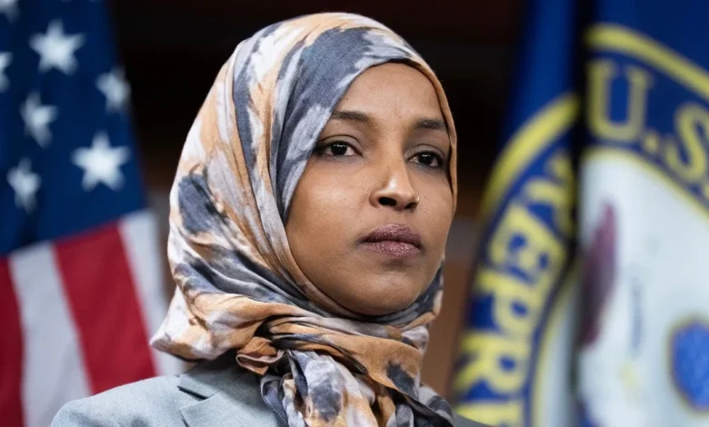 Man lunges at Ilhan Omar during town hall and tries to spray her with unknown substance