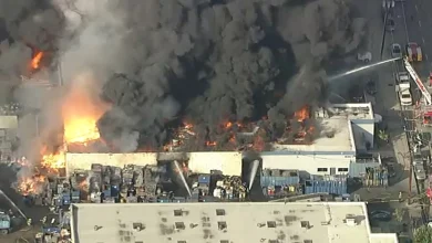 Massive building fire burns in South El Monte; smoke seen from miles away