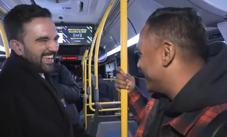 Mayor Zohran Mamdani talks to Queens bus riders about plans for free service