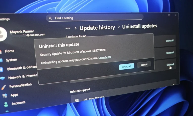 Microsoft says uninstall Windows 11 KB5074109 to fix Outlook POP, PST hang, as 2026's first update causes havoc