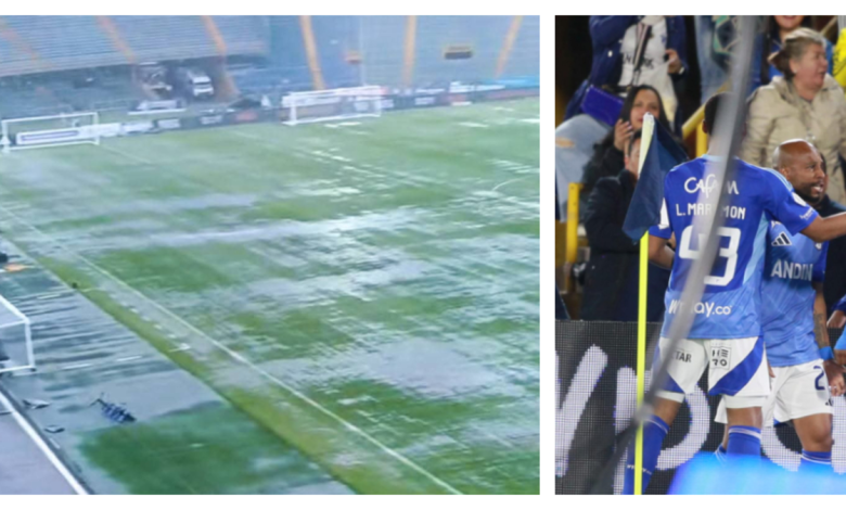 Millonarios y Junior, atentos por fuerte aguacero en Bogotá: así luce la cancha de El Campín antes del partido