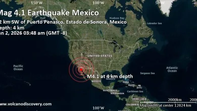 Moderate mag. 4.1 earthquake - 92 km southwest of Puerto Penasco, Estado de Sonora, Mexico, on Friday, Jan 2, 2026, at 03:48 am (GMT -8)