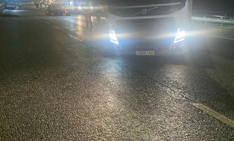 Motorway closed after road repair kit breaks down