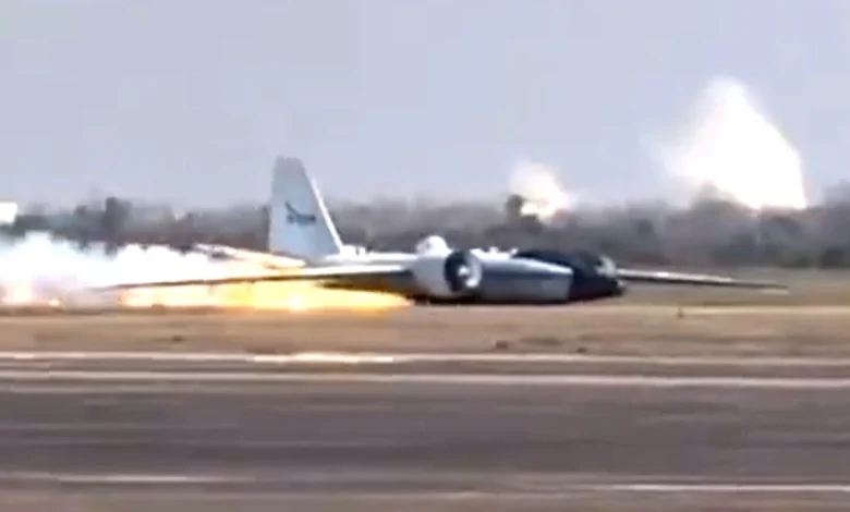 NASA WB-57F Canberra Jet Makes Fiery Belly-Landing In Houston (Updated)