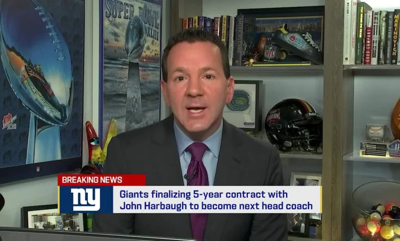 NFL Network Insider Ian Rapoport: New York Giants finalizing 5-year contract with John Harbaugh to be next head coach