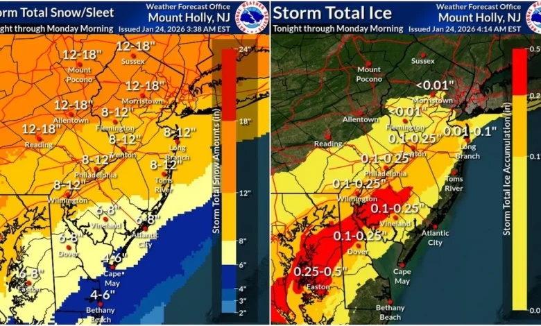 N.J. weather: Fierce snow, ice storm barrels toward state. Snowfall forecasts shift as ice threat rises.