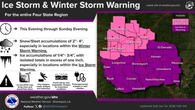 NWS updates predictions for snow, ice totals in Louisiana for Saturday