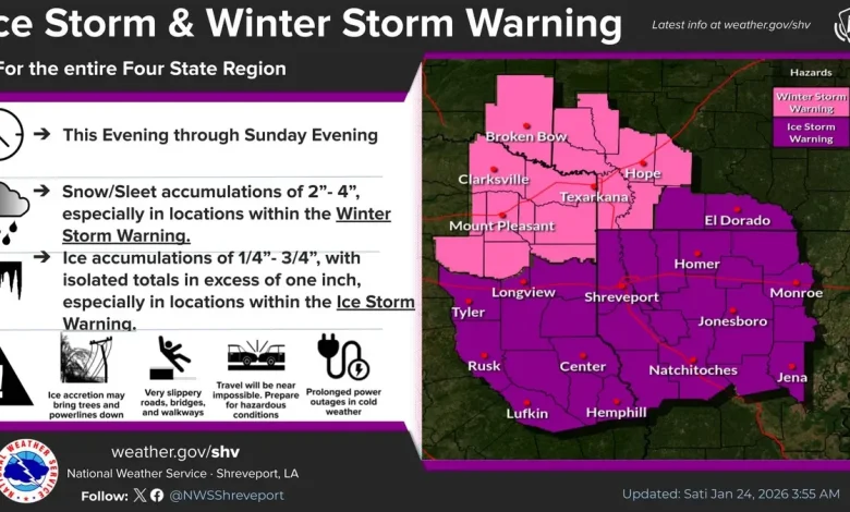 NWS updates predictions for snow, ice totals in Louisiana for Saturday