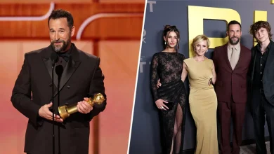 Noah Wyle Puts His Golden Globe Beside Homemade ‘Best Dad’ Trophy