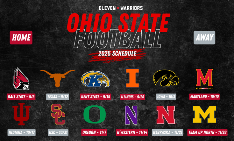 Ohio State’s 2026 Schedule Includes Three Straight Games vs. Indiana, USC and Oregon, Season Finale vs. Michigan