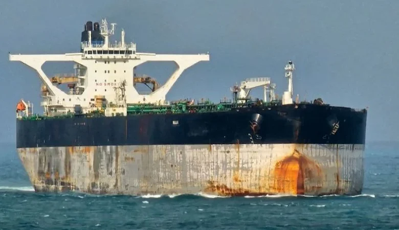 Oil tanker pursued by US now has a Russian flag painted on its side