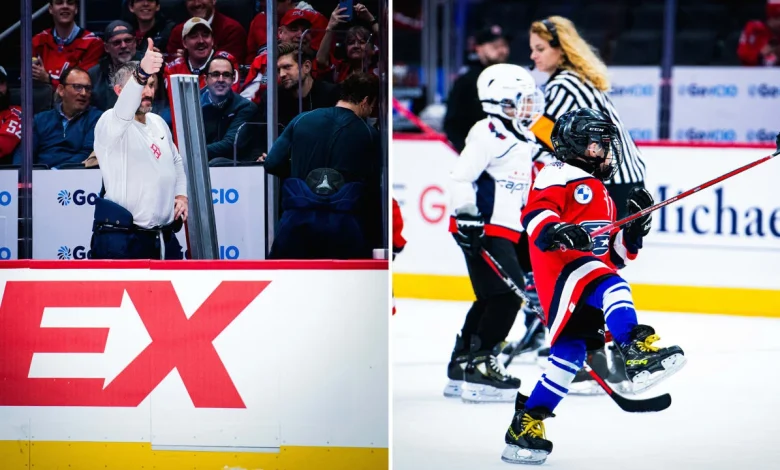 Ovechkin cheers on son playing during ‘Mites on Ice’