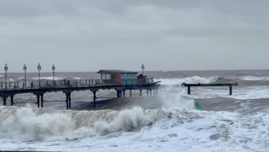 Part of Teignmouth Grand Pier in Devon washed away during Storm Ingrid