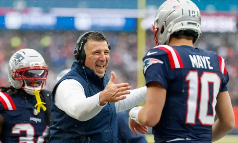 Patriots’ Mike Vrabel wants to partner with Foxboro High after Drake Maye’s friendly banter