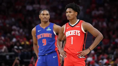 Pistons F Ausar Thompson needles 'little bro' Amen Thompson in convo