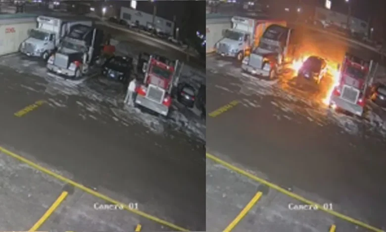 Police investigating alleged arson at Brampton auto repair shop after tow trucks found on fire