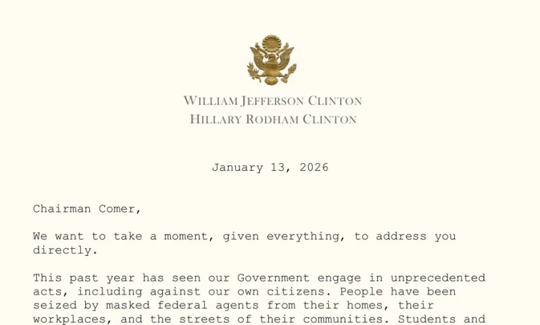 Read the Clintons’ Personal Letter to Comer