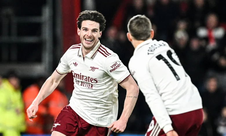 Rice strikes twice as Arsenal beat Bournemouth to go six points clear