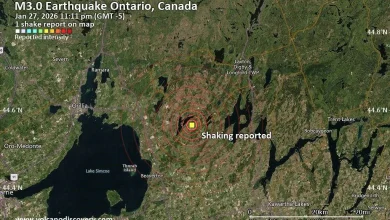 Seismic-like event, possible earthquake, reported few minutes ago near Lindsay, Ontario, Canada
