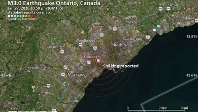 Seismic-like event, possible earthquake, reported few minutes ago near Toronto, Ontario, Canada