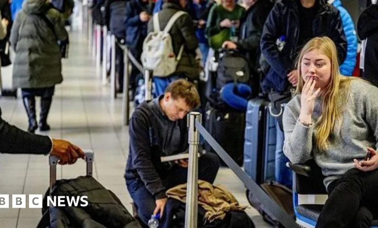 Six dead and hundreds of flights cancelled as snow causes chaos across Europe