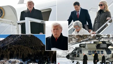 Sleepy President Donald Trump, 79, Struggles on Airplane Stairs Arriving for Davos