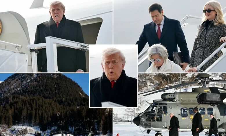 Sleepy President Donald Trump, 79, Struggles on Airplane Stairs Arriving for Davos