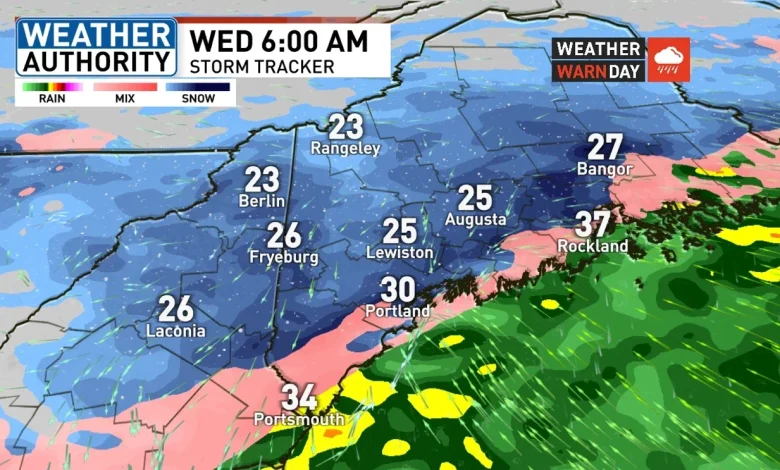Snow, freezing rain impacts travel in Maine on Wednesday