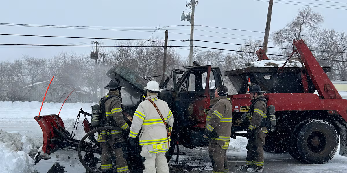 Snow plow truck goes up in flames in Toledo