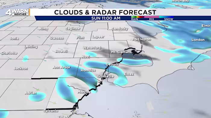 Snow showers, breezy winds and cold temperatures expected in Metro Detroit Sunday