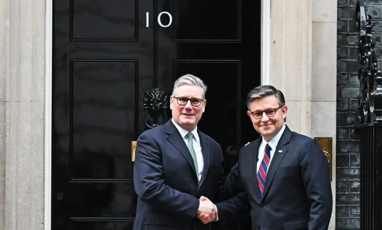 Speaker Johnson addresses U.K. Parliament, vowing to calm Trump tensions