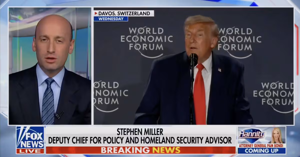 Stephen Miller Sucks Up to Trump After Davos Disaster