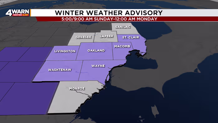 Sunday snow in Metro Detroit - timing and how much to expect