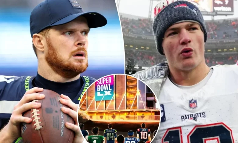 Super Bowl 2026 graphic goes viral over Sam Darnold, Drake Maye placement