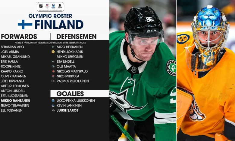 Team Finland roster for 2026 Winter Olympics includes Tolvanen, Kiviranta